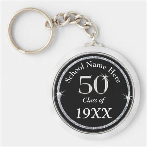 Black White And Silver 50th Class Reunion Ts Keychain