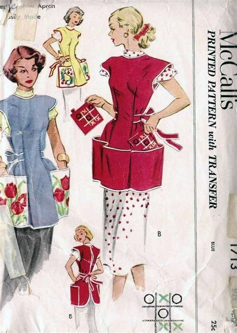 Vintage McCall S Pattern Misses Cobbler Apron Size Med Cobbler Aprons Mccalls