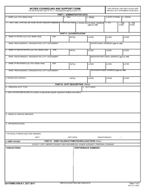 Da Form 2166 8 1 Fill Out Sign Online And Download Fillable Pdf