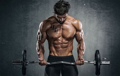 fondo de pantalla de fitness hombre culturismo carrocero aptitud física hombro barra con pesas