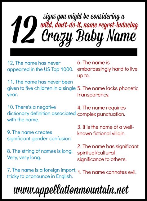 Crazy Baby Names 12 Warning Signs Appellation Mountain