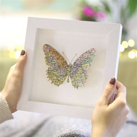 Personalised Map Location Butterfly Print Featuring Your Choice Of