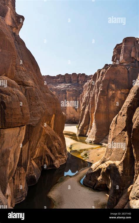 Rock Gorge Guelta Darchei Waterhole Ennedi Plateau Chad Stock Photo