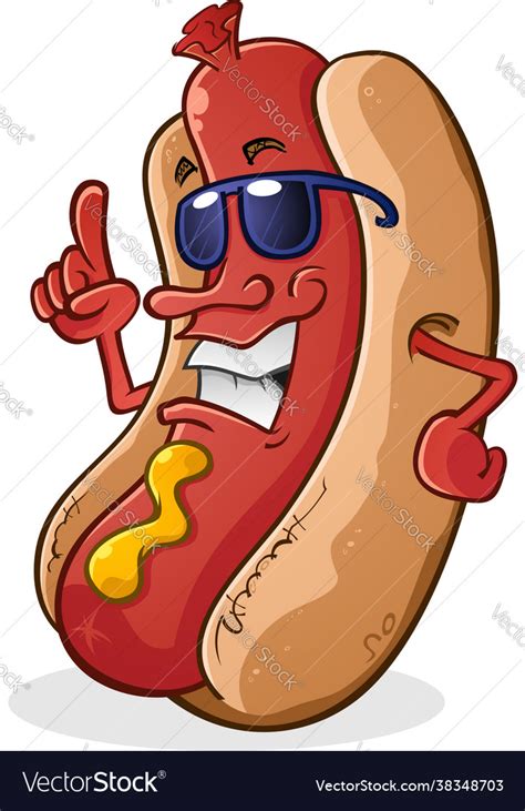 Hot Dog Sunglasses Cartoon Character Royalty Free Vector