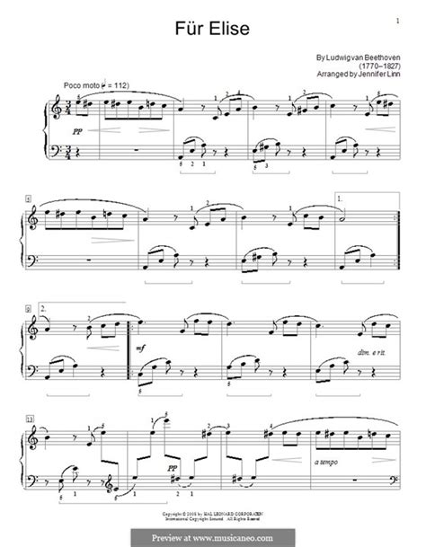 Für Elise Für Klavier Woo 59 Von Lv Beethoven Auf Musicaneo
