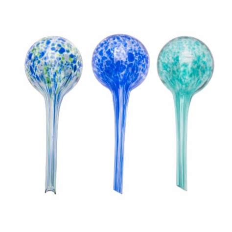 Three Pack Self Watering Plant Mini Aqua Globes Blue Green 3 Pack