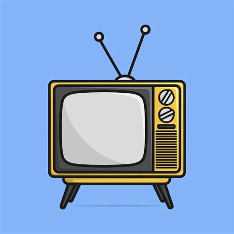 Premium Vector Vintage Television Cartoon Icon Illustration