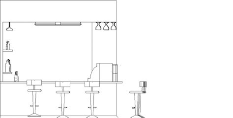 Mm Wide Bar Counter With Shelves And Bar Stools Rear Elevation Dwg Drawing Thousands Of