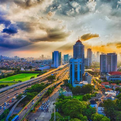 DKI Jakarta City Indonesia At Afternoon Cloudy Sky Editorial Stock