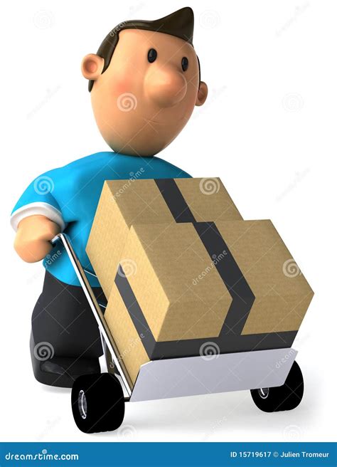 Moving With Boxes Transport Company Cartoon Vector Illustration