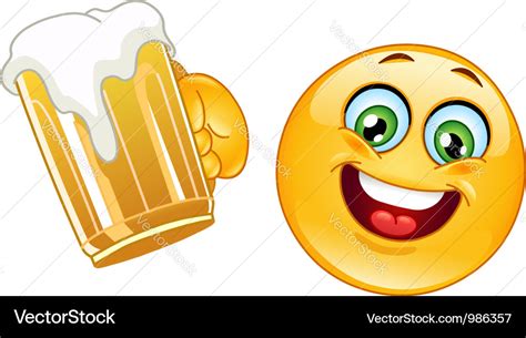 Emoticon With Beer Royalty Free Vector Image Vectorstock