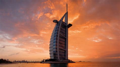 Download 1366x768 Wallpaper Architecture Hotel Sunset Burj Al Arab