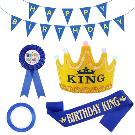 Popuppe Pieces Birthday King Costume Set Birthday King Sash Birthday King Crown Happy