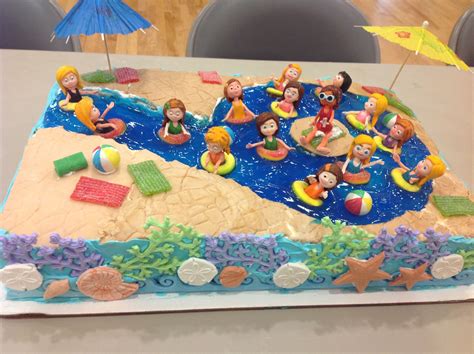 Swimming Pool Cake With A 9 Lazy River Pool Birthday Cakes Pool Cake