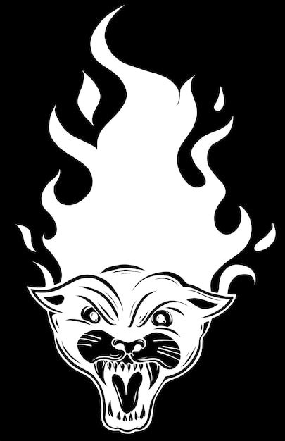 Premium Vector Panther Burning Flame Head Logo