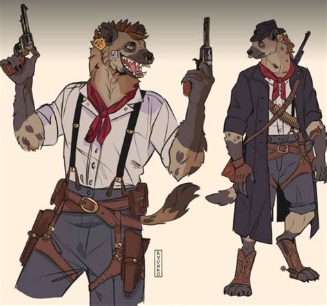 Gnoll Pack Lord Gunslinger Cowboy Character Design Fantasy Character