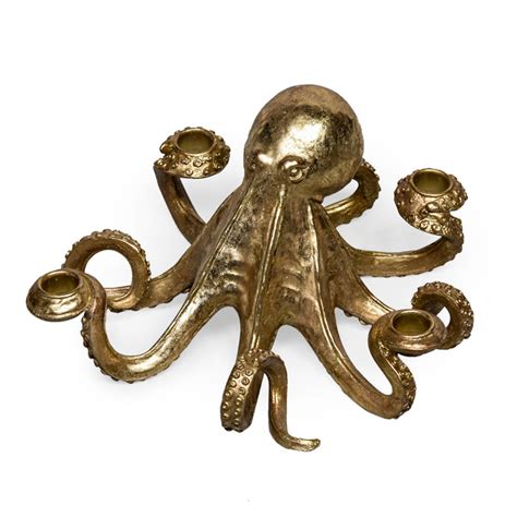 Antique Gold Octopus Candle Holder By I Love Retro
