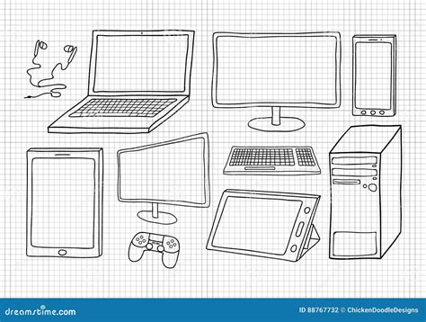 Electronic Devices And Gadgets Vector Drawing 88767732