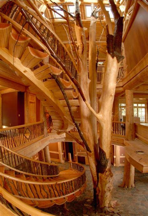 The Lodge Rustic Staircase Log Homes House Staircase