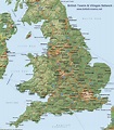 Topographical, Terrain or Physical Map of England
