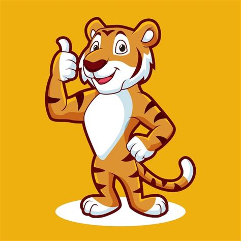 Premium Vector Cartoon Tiger Mascot Giving Thumb Up