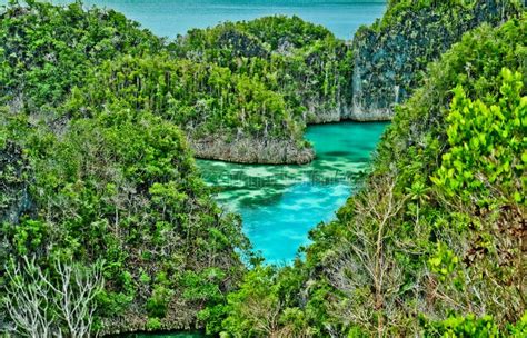 Karst Rock Island Painemu Raja Ampat West Papua Indonesia Stock