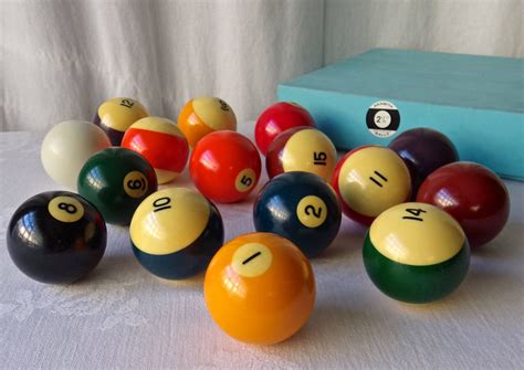 Bakelite Billiard Set Pool Balls Complete Boxed Set Vintage 1930s