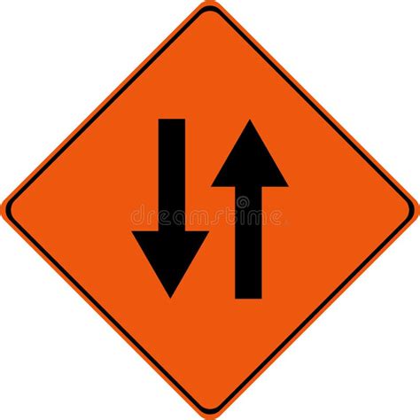 Warning Sign With Two Way Stock Illustration Illustration Of Road