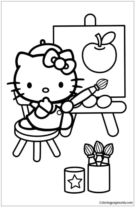 kitty drawing  apple coloring page  coloring pages