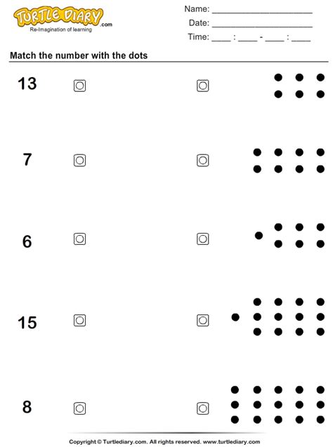 Matching Dots Numbers Worksheet