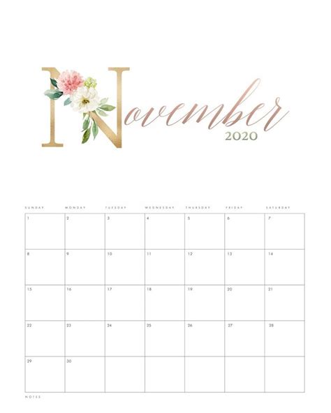 Pretty Floral Free Printable 2020 Calendar The Cottage Market Free