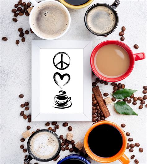 Peace Love Coffee Printable Art Funny Quote Coffee Fanatic Etsy