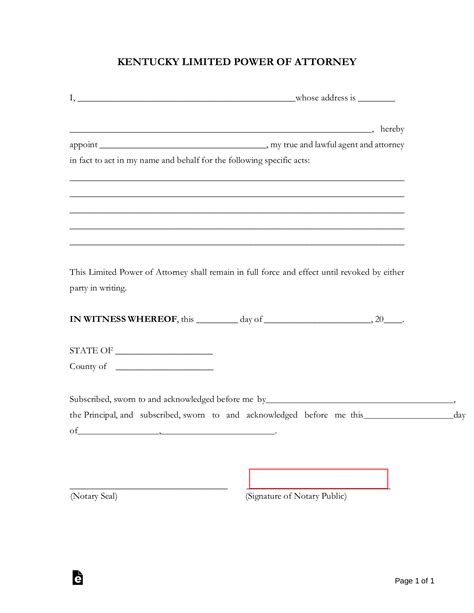 Free Kentucky Limited Power Of Attorney Form Pdf Word Eforms