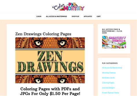 Cute dog breeds coloring pack with plr beach. Zen Drawings PLR Coloring Pages