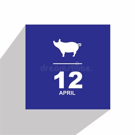 kalender april 12 ikone abbildung mit chinesischem zodiac oder shio schwein logo design