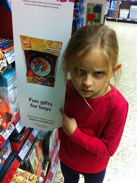 7 year old girl english girl slams tesco for its sexist toy ads with one priceless look