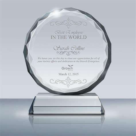 Employee Recognition Crystal Sunflower Plaque 014 Goodcount 3d