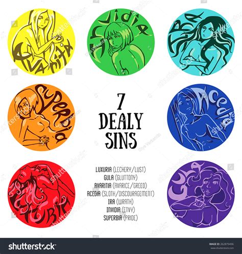 Seven Deadly Sins Rainbow Vector Stock Vector 262879496 Shutterstock