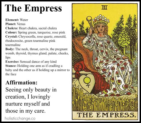 Maybe you would like to learn more about one of these? Holistic Correspondence for the Empress Card (With images) | Empress tarot card, Empress tarot ...