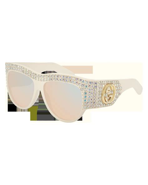 gucci gg0144s w oval sunglasses in white save 31 lyst