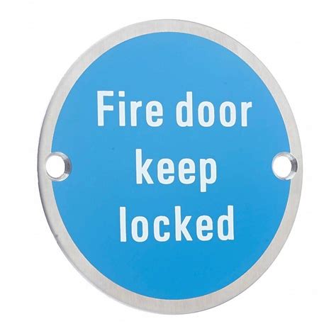 Circular Disc Fire Door Signage 76mm X 15mm Screw Fixed Fire
