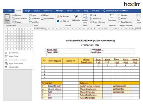 Contoh Rekap Absensi Karyawan Menggunakan Excel Dan Word Aplikasi