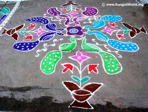 Past days, pongal kolams rangoli designs were attracted coarse rice flour, so the ants would not need to walk in the rangoli kolam designs, many plans are gotten from mysterious themes and conceptual outlines mixed with a pentagram spoke to venus and the five components for kolam designs pulli. Pongal Rangoli 2014 Collection 5