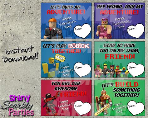 Roblox Valentine Cards Roblox Valentines Kids Valentines Etsy Australia