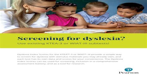 Screening For Dyslexiascreening For Dyslexia Use Existing Ktea 3