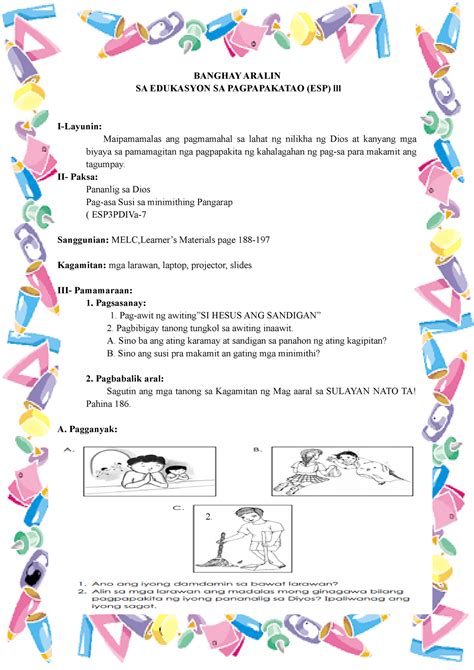 Lesson Plan Esp Quarter 3 Banghay Aralin Sa Edukasyon Sa Pagpapakatao