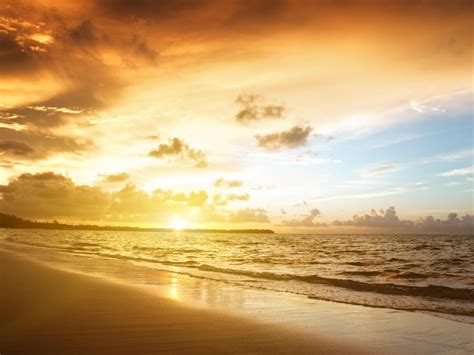 Nature Landscape Sky Sand Sea Beach Sunset Wide Hd Desktop Wallpaper