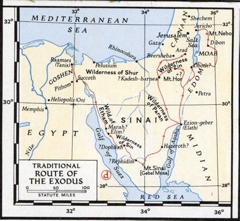1946 Map Of The Traditional Route Of Exodus