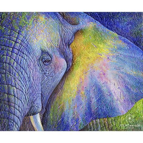 Painting Rainbow Elephant By Artist Emerald Elephant Print Art