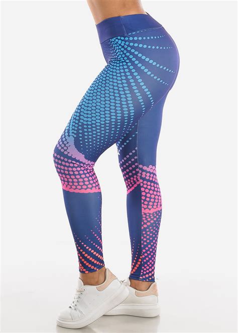 Moda Xpress Womens Skinny Leggings Activewear High Waisted Gym Printed Navy Leggings 41074i